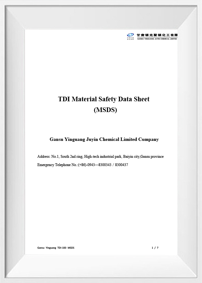 เอกสารข้อมูลความปลอดภัยของวัสดุ TDI (MSDS) เอกสารข้อมูลความปลอดภัยของวัสดุ TDI (MSDS)