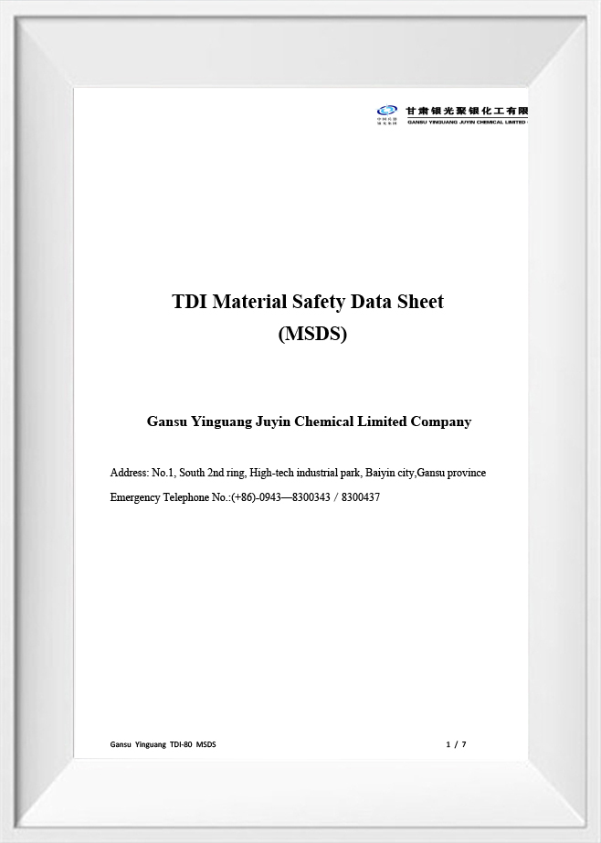 เอกสารข้อมูลความปลอดภัยของวัสดุ TDI (MSDS) เอกสารข้อมูลความปลอดภัยของวัสดุ TDI (MSDS)