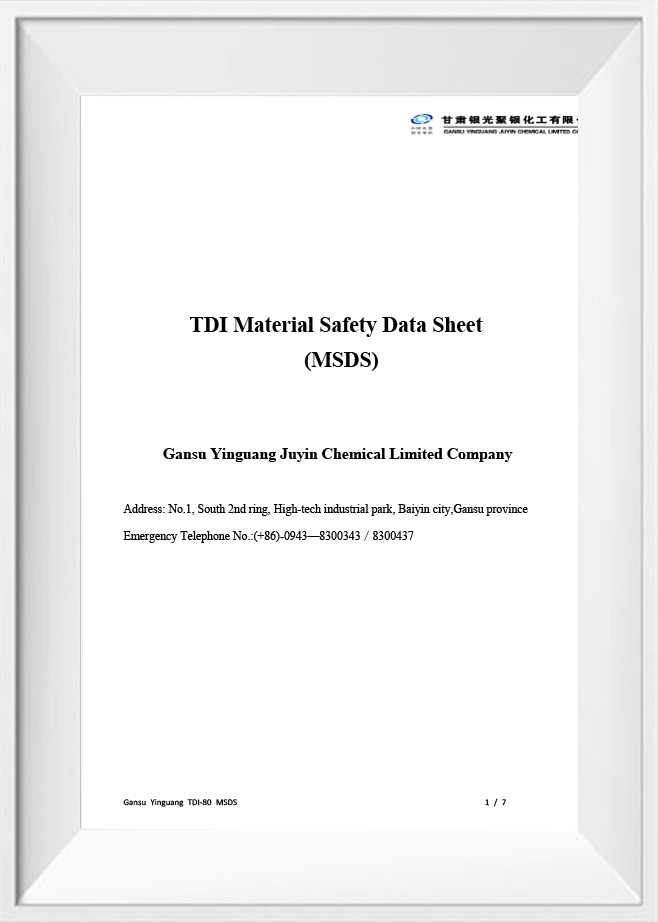 เอกสารข้อมูลความปลอดภัยของวัสดุ TDI (MSDS) เอกสารข้อมูลความปลอดภัยของวัสดุ TDI (MSDS)